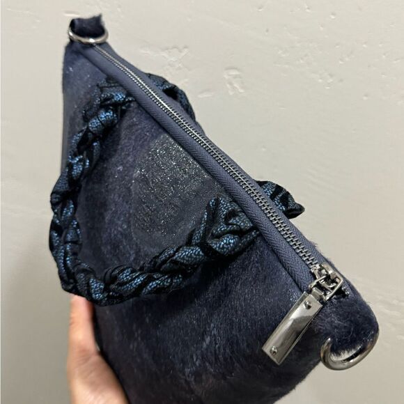 Multi Use Handmade Genuine Hair-On Calfskin & Braided Top Handle Bag/ Crossbody - Picture 13 of 16
